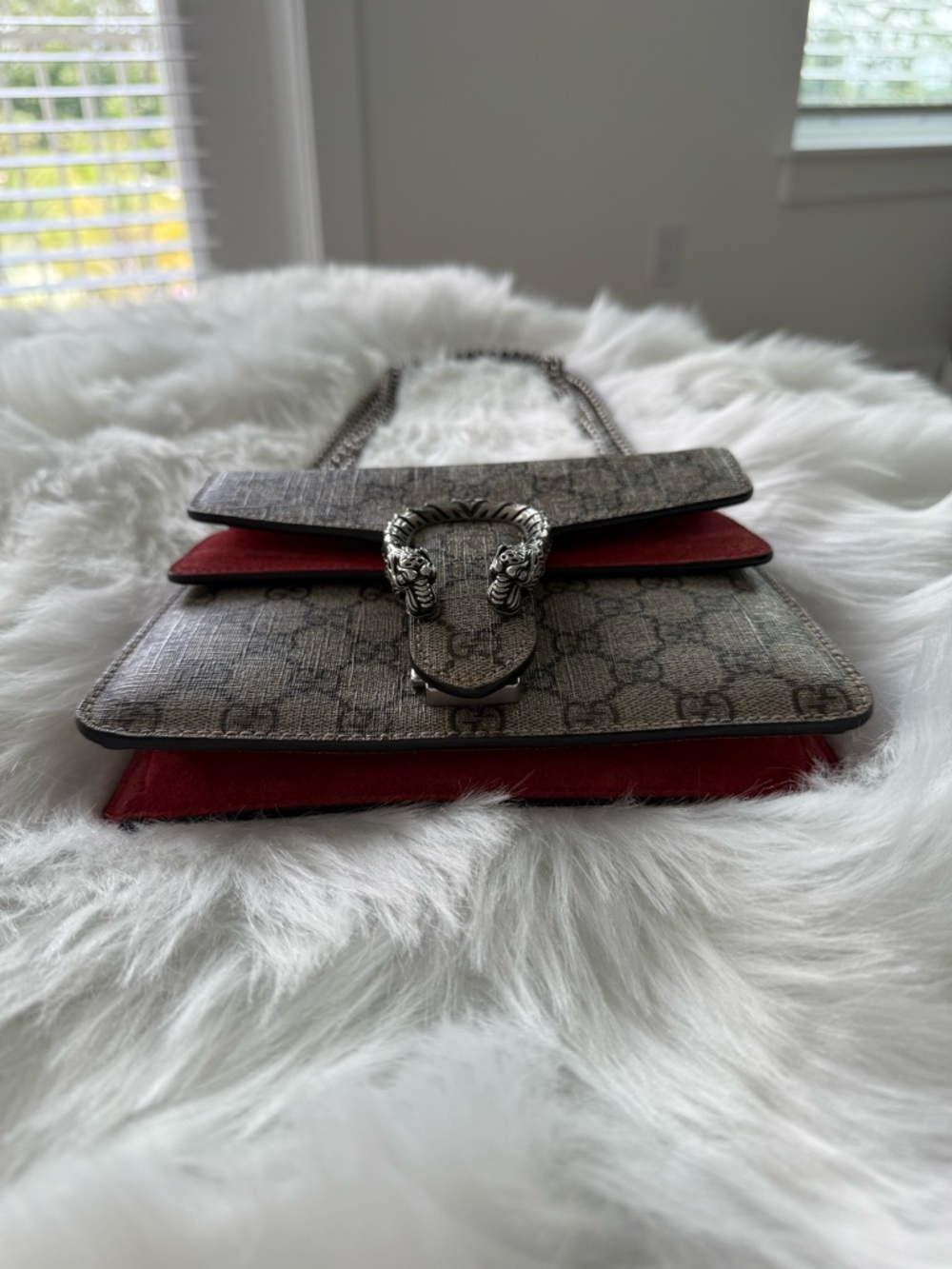 Gucci: GG Canvas and Red Suede Mini Dionysus Shoulder Bag AUTHENTIC - Picture 3 of 16